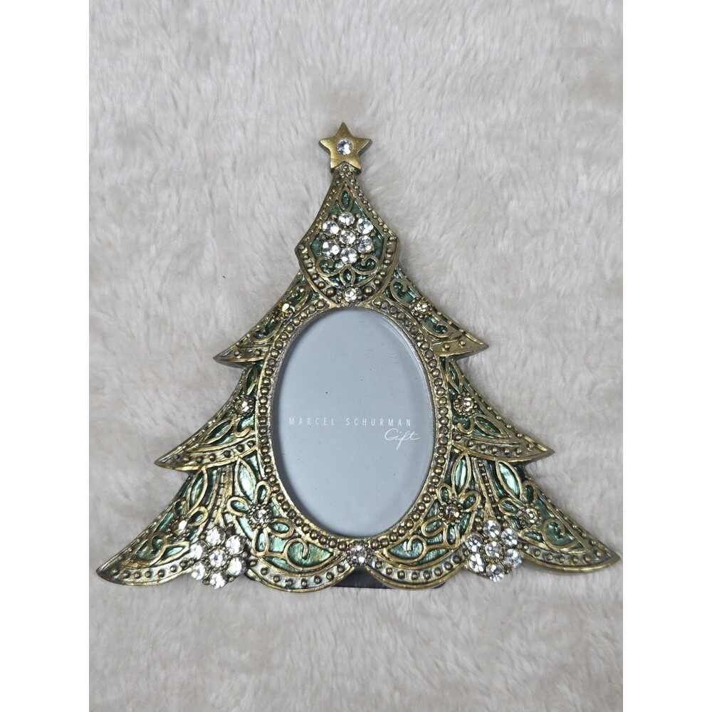 Vintage Marcel Schurman Jeweled Rhinestone Christmas Tree Picture Frame Ornament